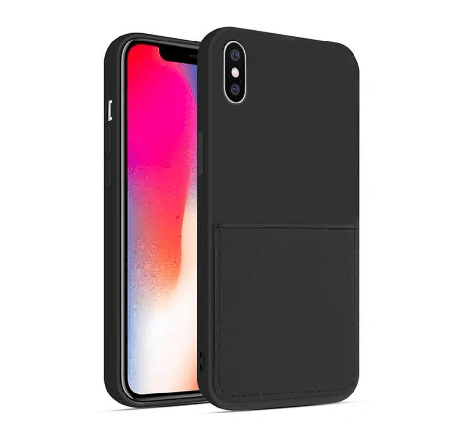 mobileup  Silikon Case mit Kartenfach iPhone XS Max - Black 