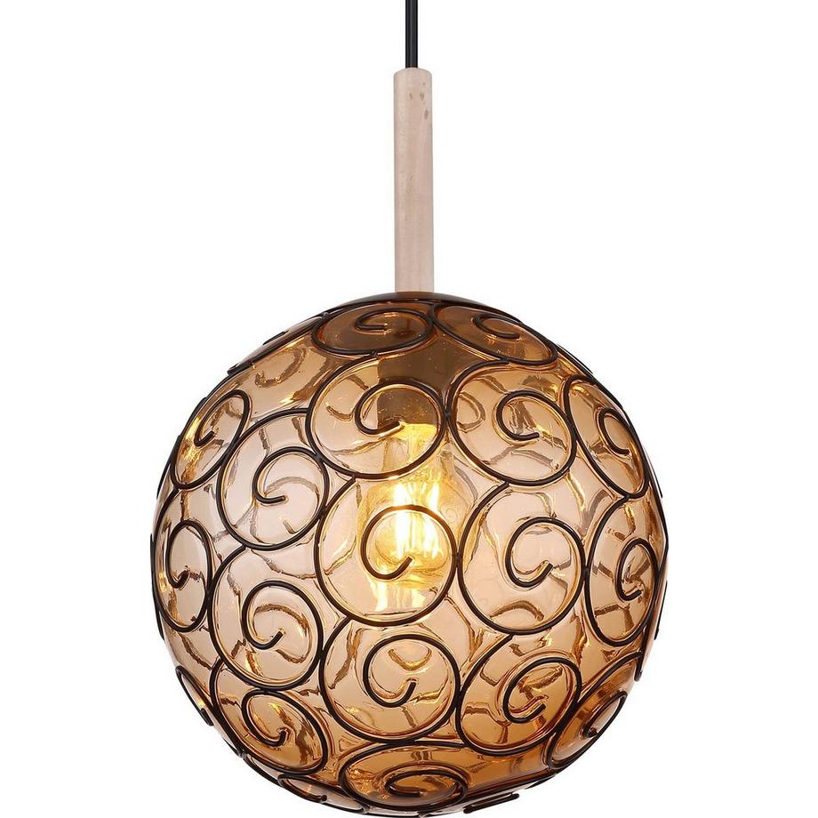 mutoni Lampe à suspension Maxi métal noir ambre 1xE27  