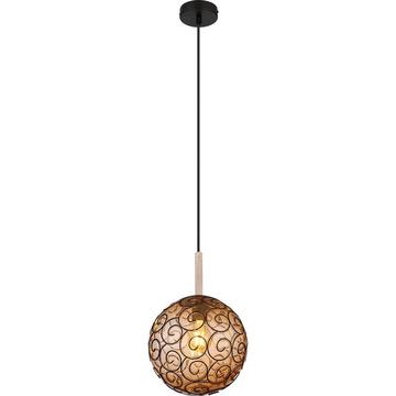 Lampe à suspension Maxi métal noir ambre 1xE27