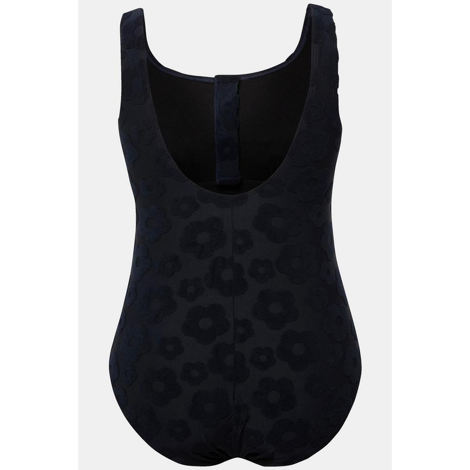 Ulla Popken Maillot de bain à motif floral avec fermeture éclair sans bonnets souples  