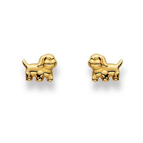 MUAU Schmuck  Ohrstecker Hund Gelbgold 750, 5x7mm 