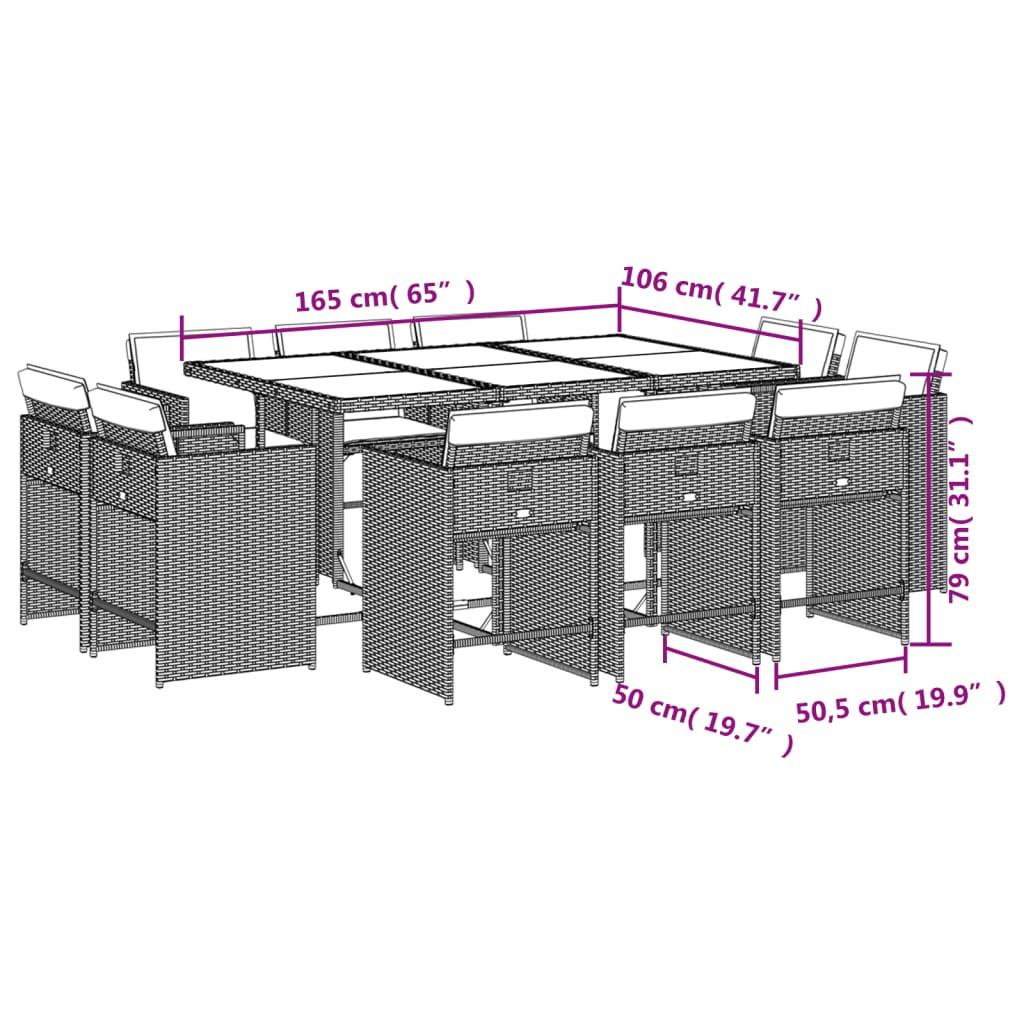 VidaXL Ensemble de salle à manger de jardin rotin synthétique  