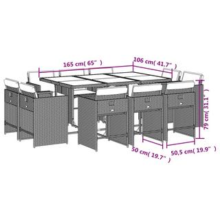 VidaXL Ensemble de salle à manger de jardin rotin synthétique  