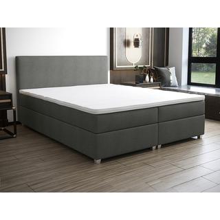 Ysmée Set completo boxspring testata + Rete a doghe + Materasso + Topper 180x200 Tessuto Antracite  - ONAN di YSMÉE  