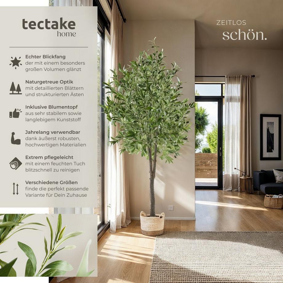 Tectake Künstlicher Olivenbaum Oleand verschiedene Größen detailliert und naturgetreu  