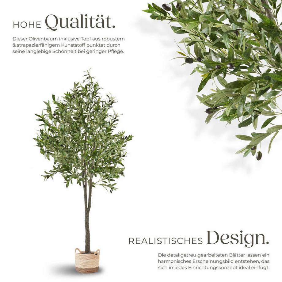 Tectake Künstlicher Olivenbaum Oleand verschiedene Größen detailliert und naturgetreu  