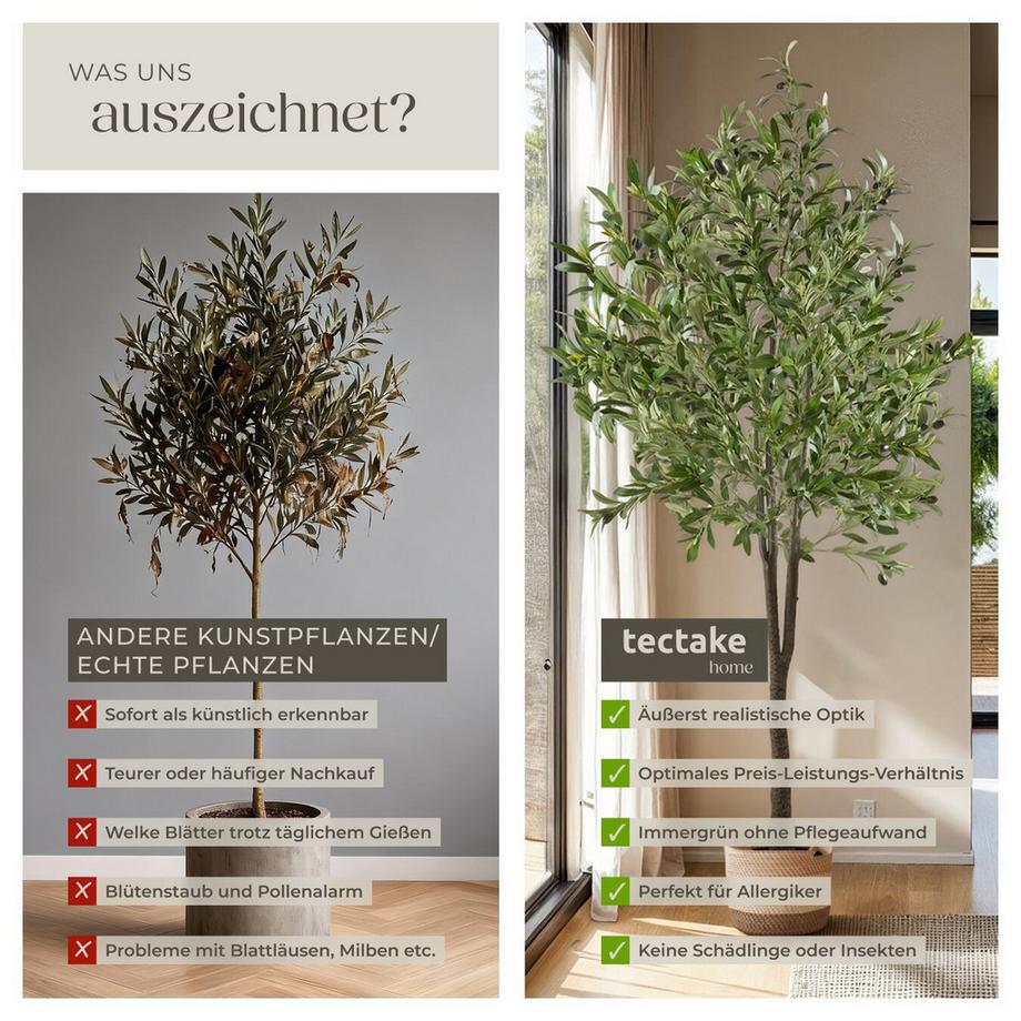 Tectake Künstlicher Olivenbaum Oleand verschiedene Größen detailliert und naturgetreu  