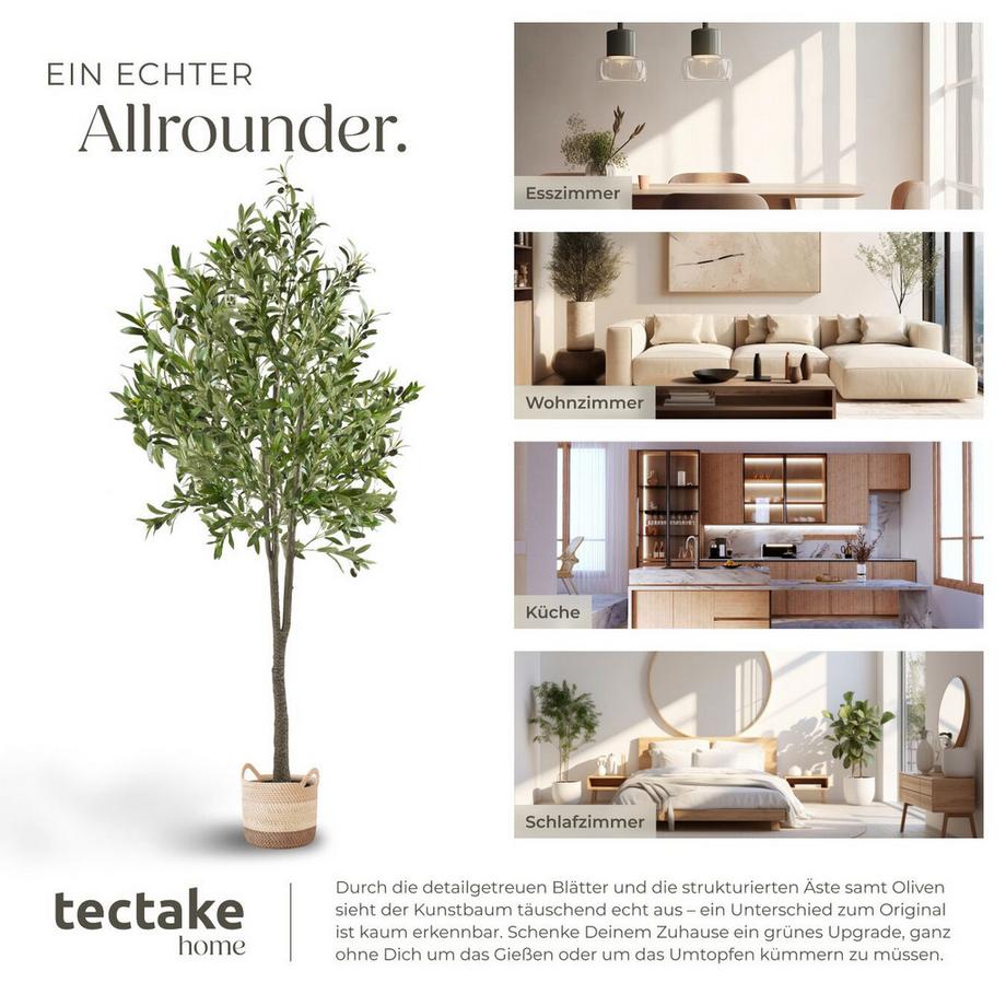 Tectake Künstlicher Olivenbaum Oleand verschiedene Größen detailliert und naturgetreu  