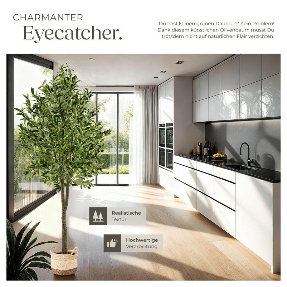 Tectake Künstlicher Olivenbaum Oleand verschiedene Größen detailliert und naturgetreu  
