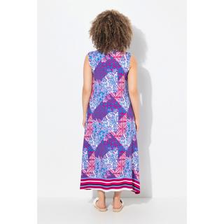 Ulla Popken Maxi Abito Stampa Patch A-Line Senza Maniche  