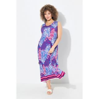 Ulla Popken Maxi Abito Stampa Patch A-Line Senza Maniche  