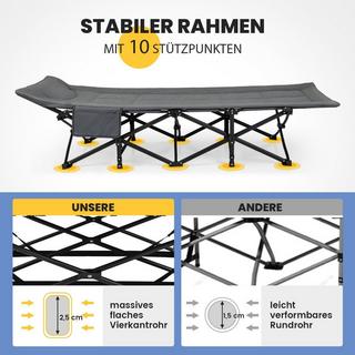 Northix Klappbare Campingliege mit Seitentasche Feldbett bis 200 kg Belastbar Gästebett  