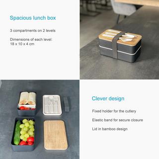 Intirilife Lunch Box Bento Box con 3 scomparti e posate  