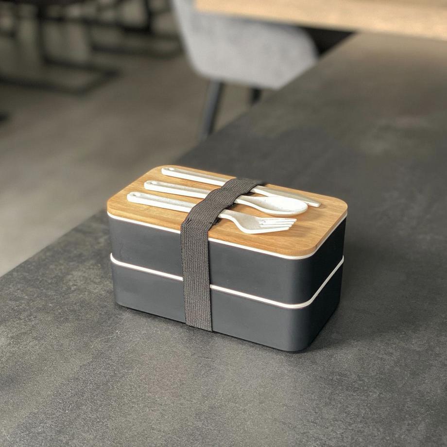 Intirilife Lunch Box Bento Box con 3 scomparti e posate  