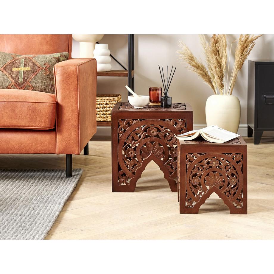 Beliani Lot de 2 tables d'appoint en MDF Traditionnel SHUKUR  