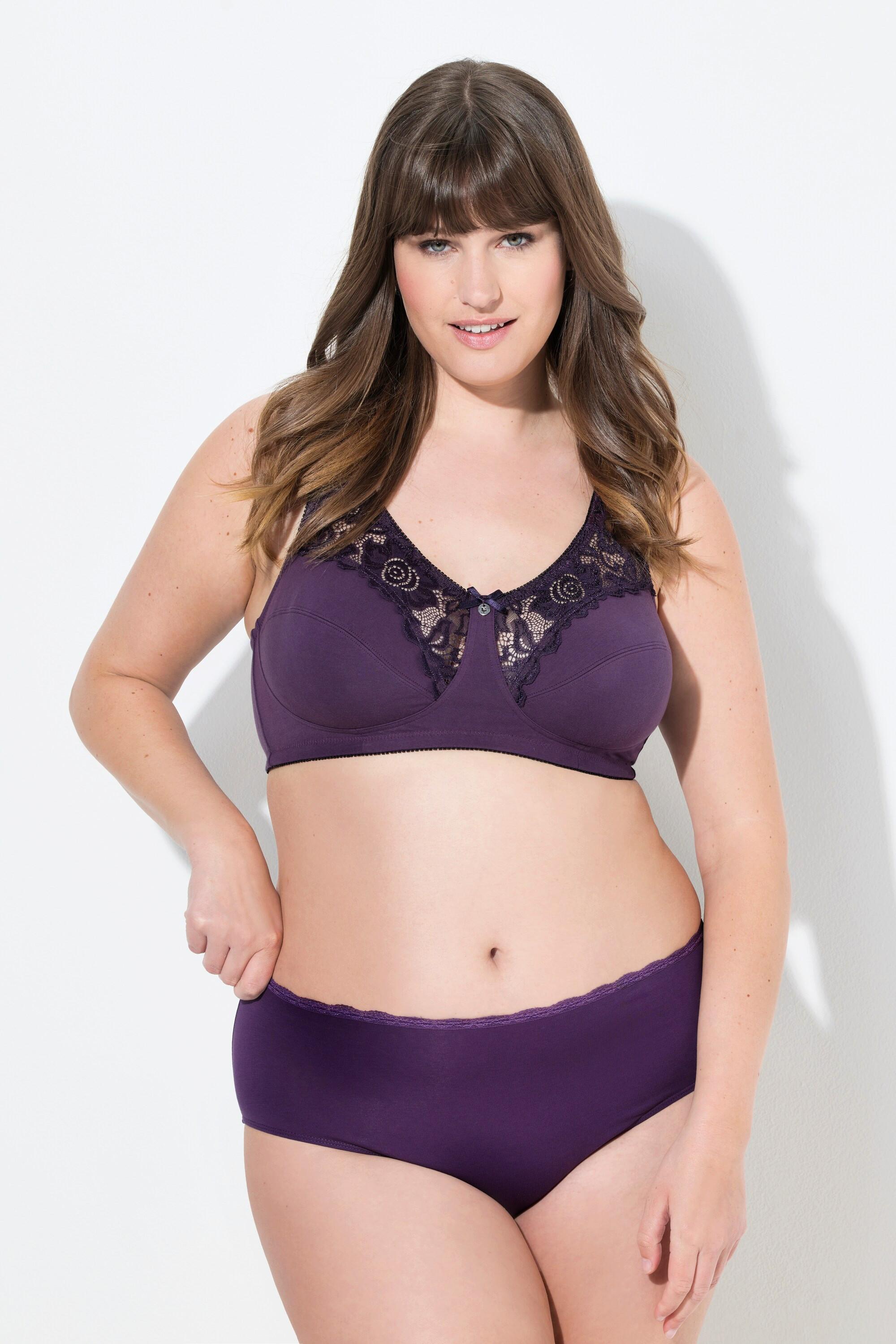 Ulla Popken Slip Midi Confezione da 5 con Bordo in Pizzo  