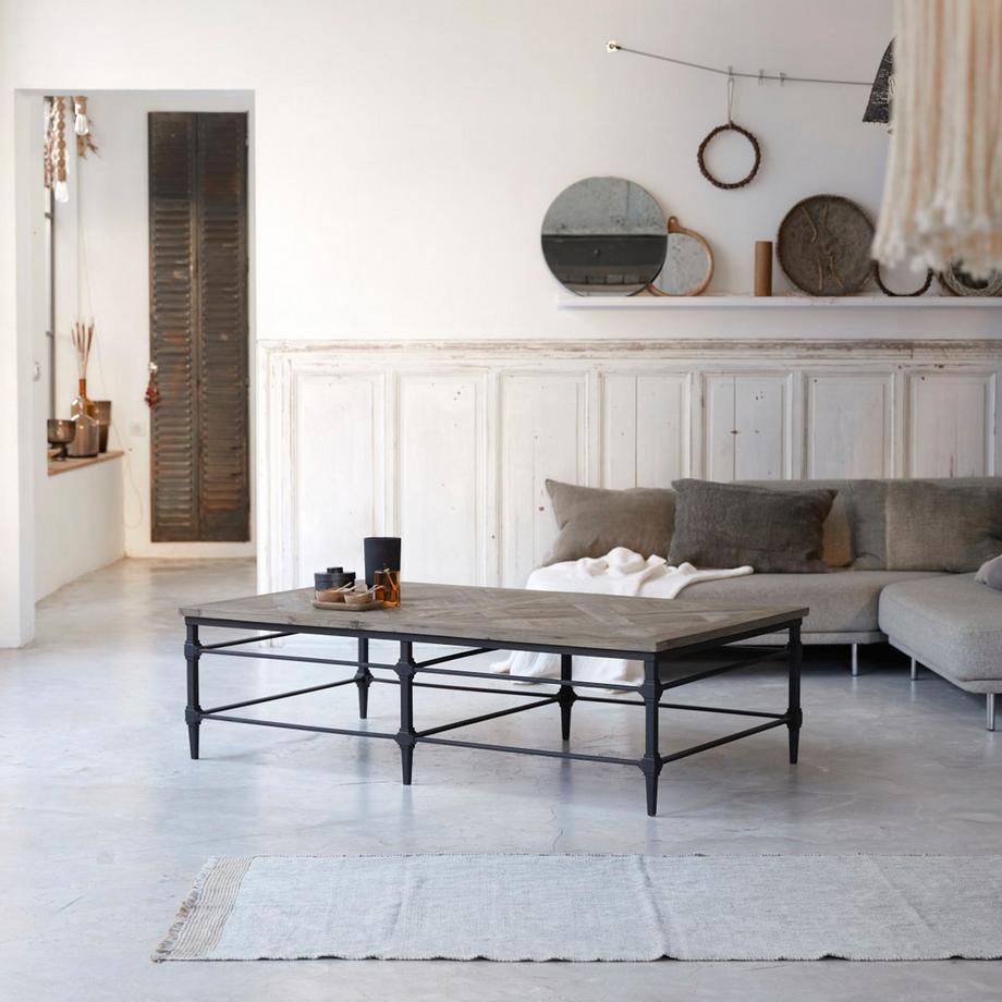 Tikamoon Tavolino in legno di olmo massello e metallo Gatsby  