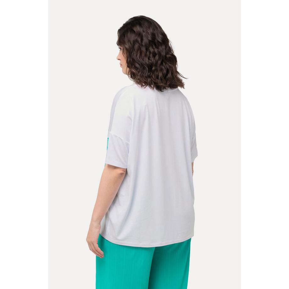 Ulla Popken T-shirt Satin Devant Décolleté Bateau Manches Courtes  