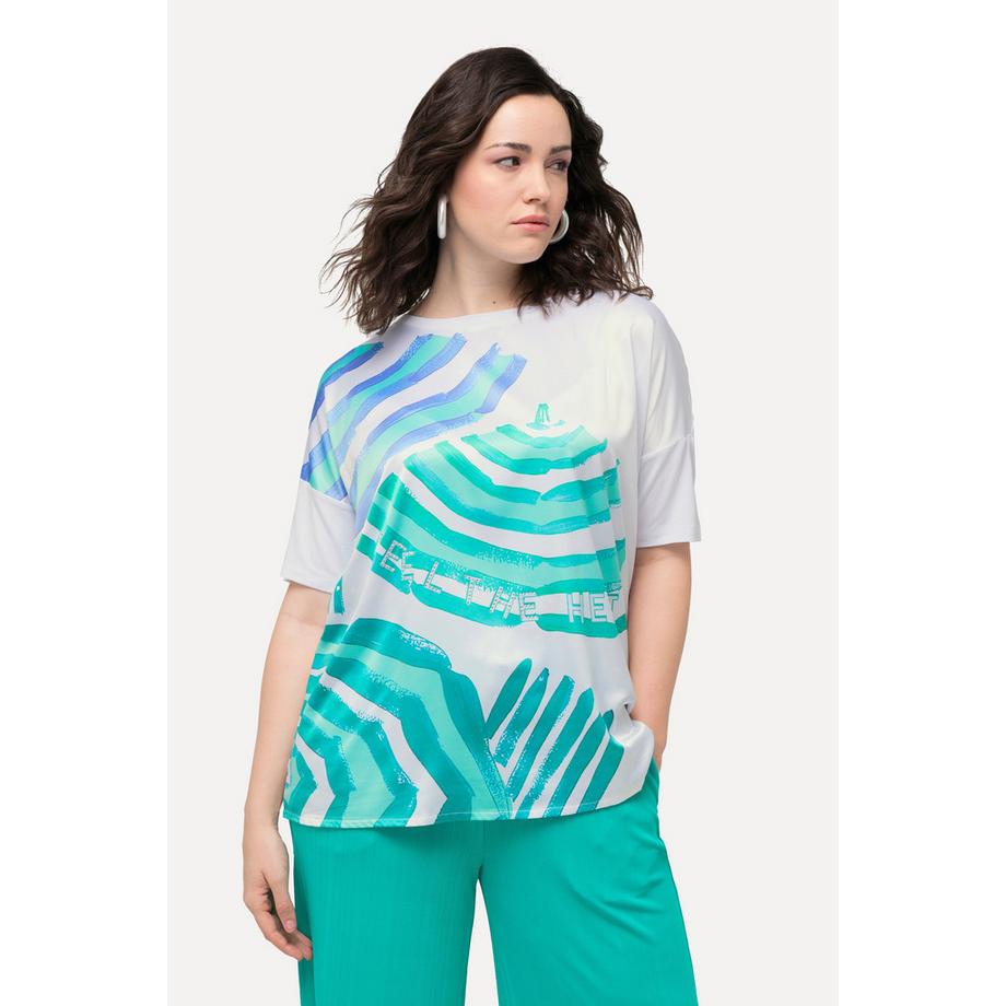 Ulla Popken T-shirt Satin Devant Décolleté Bateau Manches Courtes  