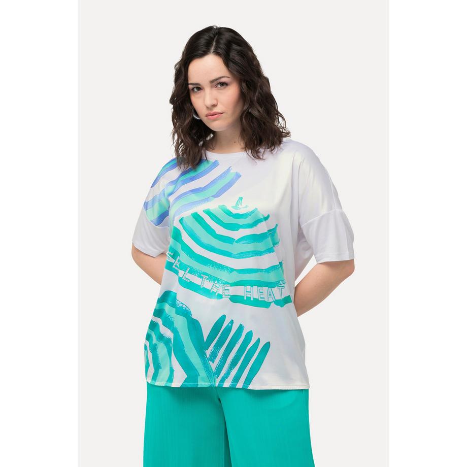 Ulla Popken T-shirt Satin Devant Décolleté Bateau Manches Courtes  