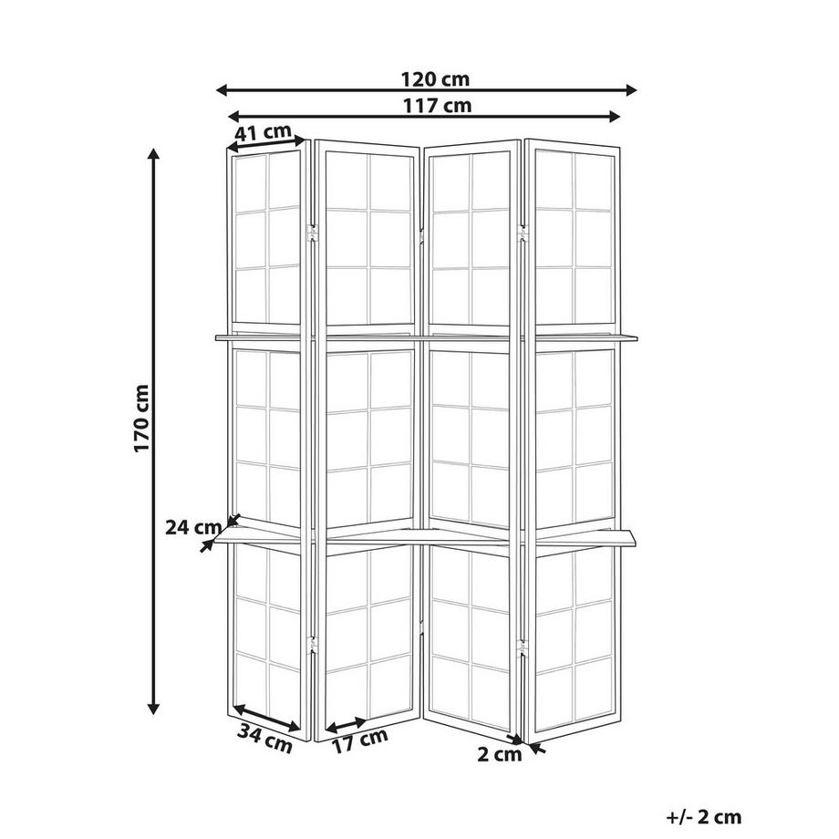 Beliani Divisorio per ambienti a 4 pannelli en Legno di pino Retrò GOMAGOI  