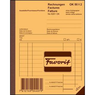 Favorit FAVORIT Rechnungen D A6 8201 OK blau/weiss 50x2 Blatt  