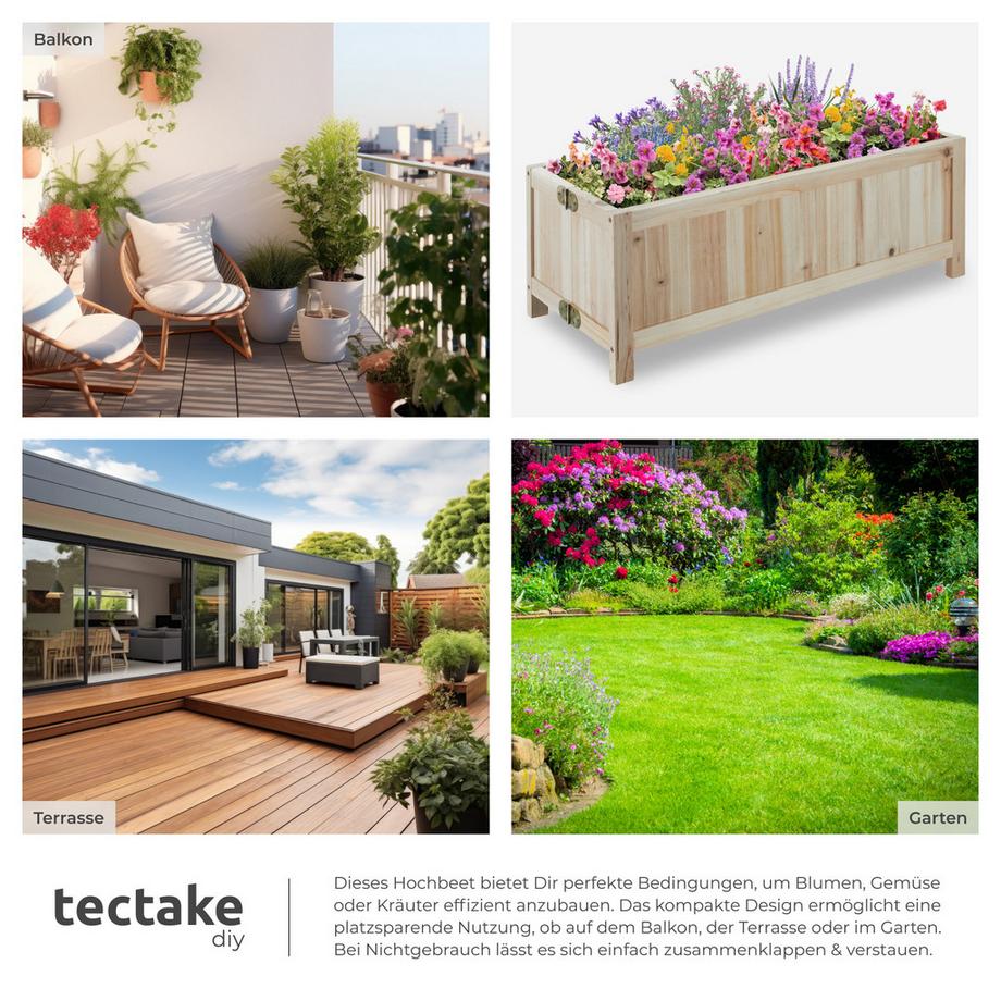 Tectake Carré potager BLOMSTER pliable  