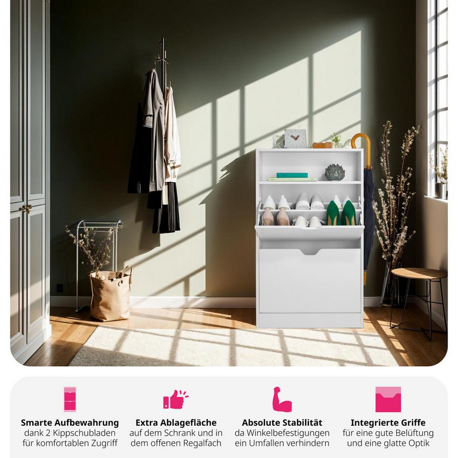 Tectake Armoire à chaussures CALEA pour 12 paires de chaussures  