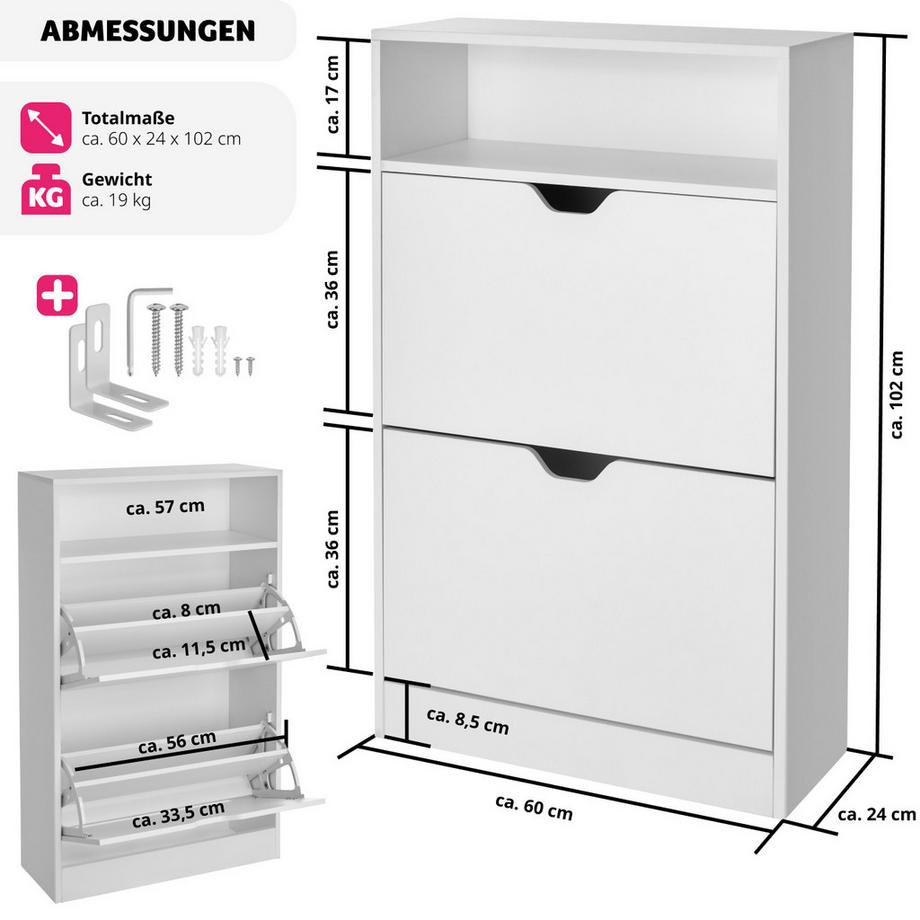 Tectake Armoire à chaussures CALEA pour 12 paires de chaussures  