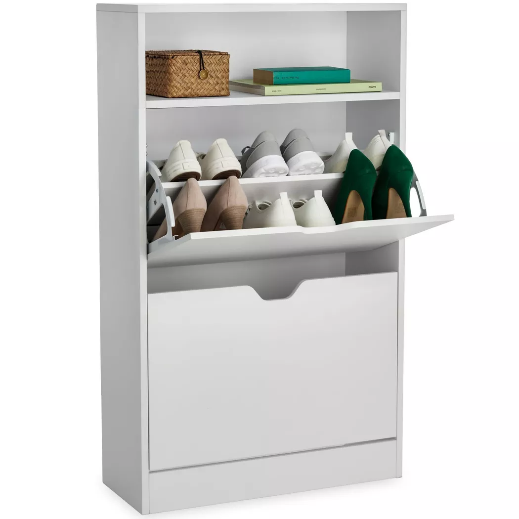 Tectake - Armoire à chaussures CALEA pour 12 paires de chaussures, One Size, Snow White