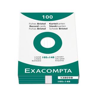 Exacompta Étui de 100 fiches - bristol blanc ligné non perforé 105x148mm - x 10  