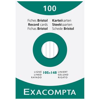 Exacompta Confezione 100 cartoncini bristol bianco a righe non perforati 105x148mm - x 10  