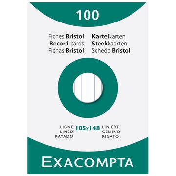 Confezione 100 cartoncini bristol bianco a righe non perforati 105x148mm - x 10