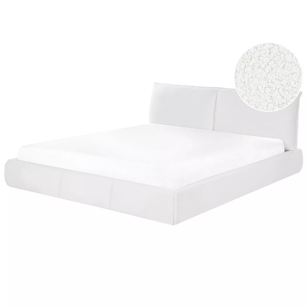 Beliani - Wasserbett aus Bouclé  VINAY, Weiss Bunt