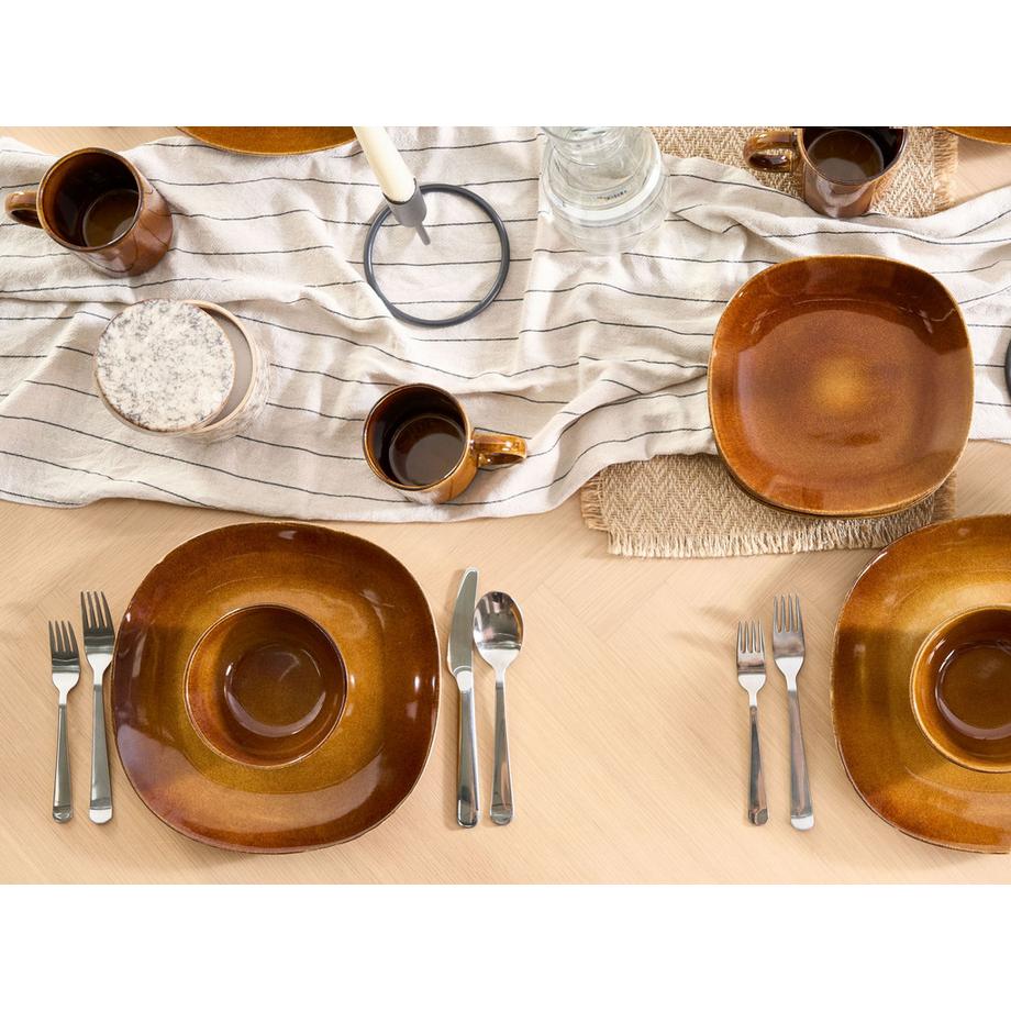 Beliani  Set de 16 couverts de table en Grès Rustique TURMERIC 