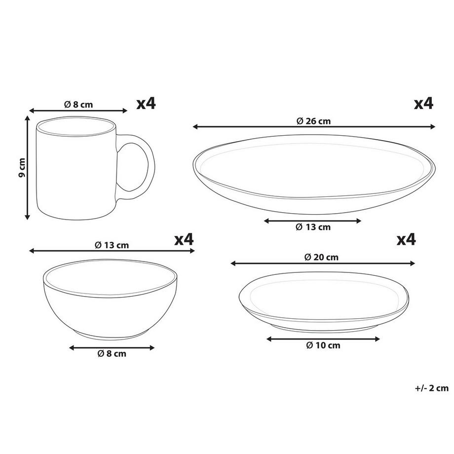 Beliani  Set de 16 couverts de table en Grès Rustique TURMERIC 