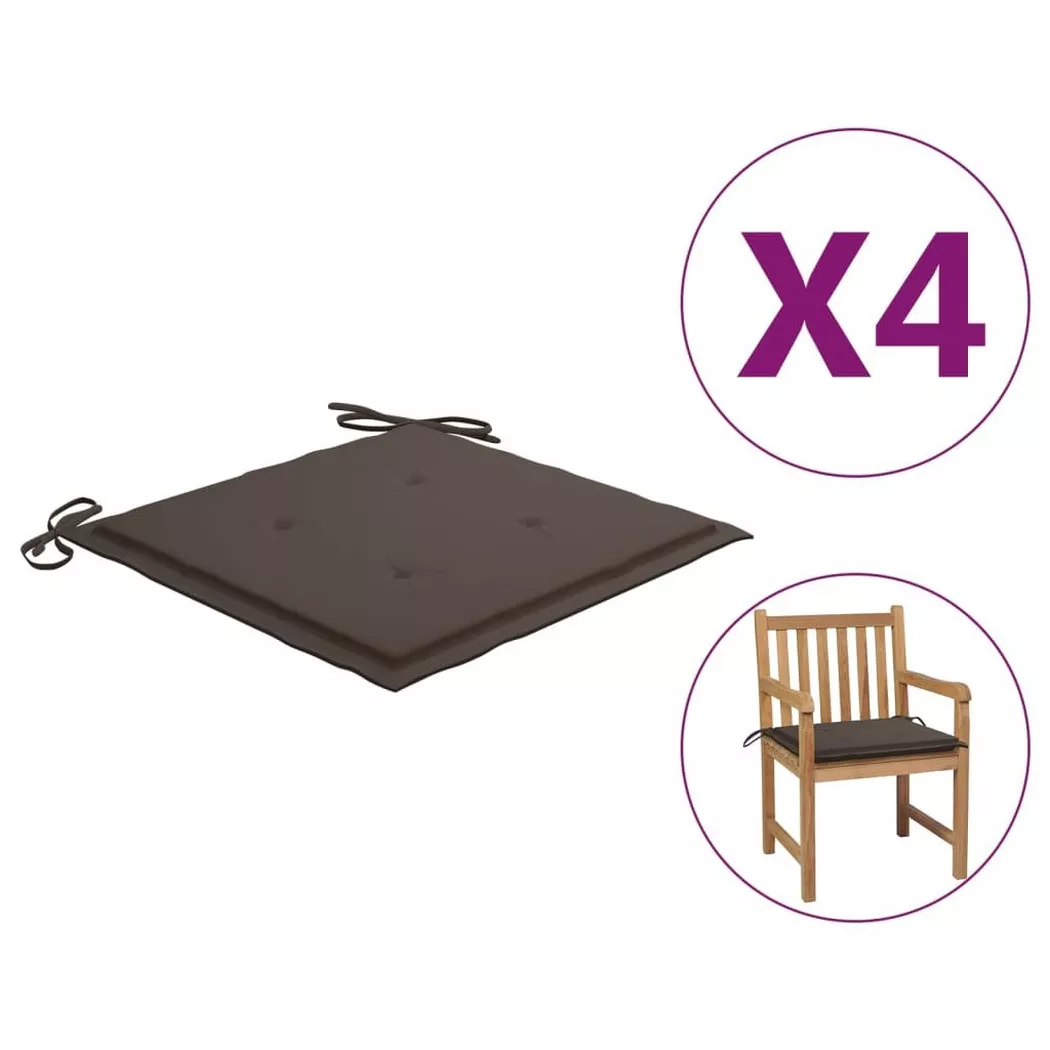 vidaXL Tuinstoelkussens 4 st 50x50x3 cm oxford stof taupe314054