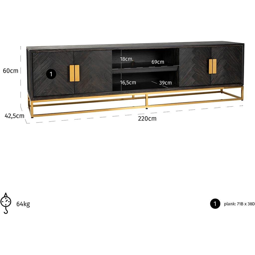 mutoni Meuble TV Blackbone noir or 220  