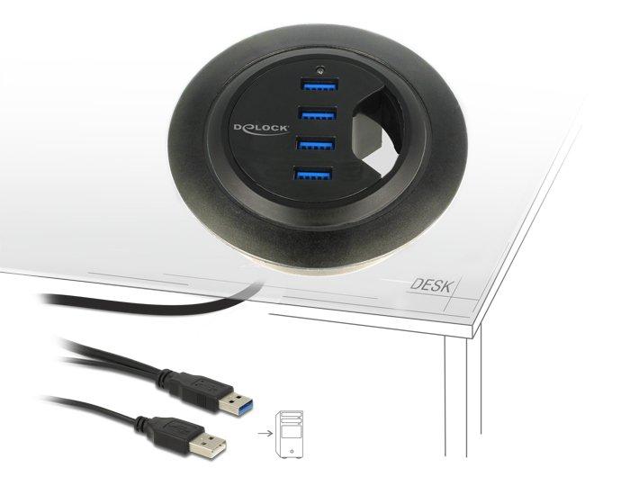 DeLock  4 Port USB 3.2 Gen 1-Hub (USB 3.0) Schwarz 