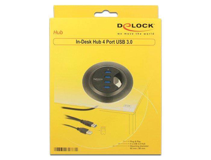 DeLock  62868 hub & concentrateur USB 3.2 Gen 1 (3.1 Gen 1) Type-A 5000 Mbit/s Noir 