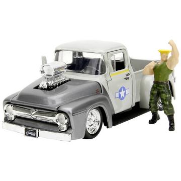 Street Fighter 1956 Ford Pickup mit Guile Figur Fertigmodell PKW Modell