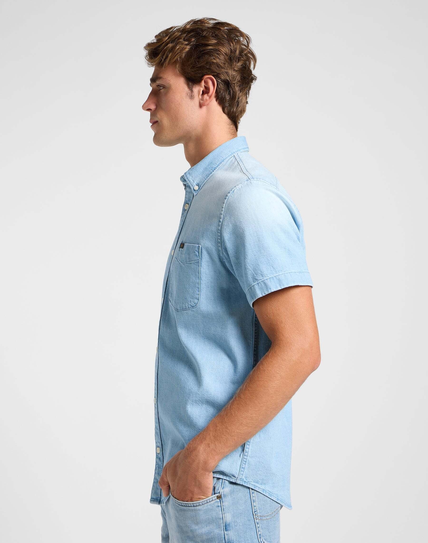 Lee Button Down Camicia Jeans Maniche Corte  