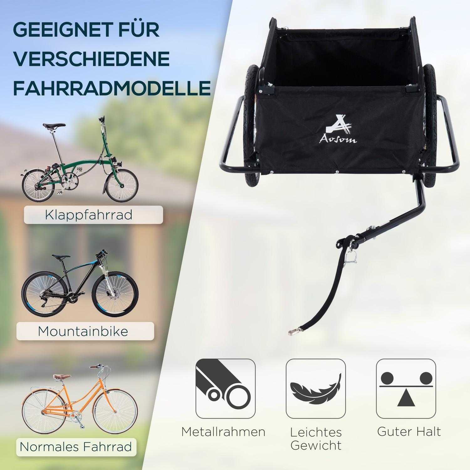 HOMCOM  Lastenanhänger Für Fahrräder, Transportanhänger Cargotrailer, Schwarz, Neu 