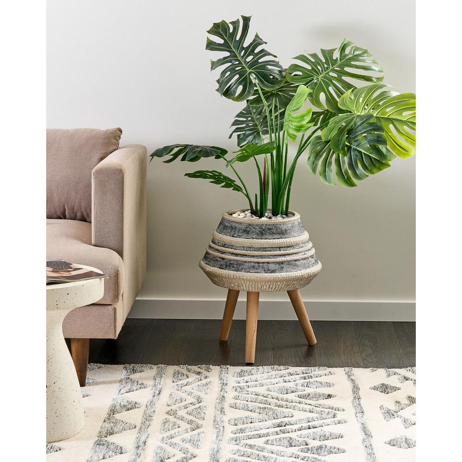 Beliani Blumentopf mit Beinen aus Lehm-Faser-Mischung Industriell ATHAEA  