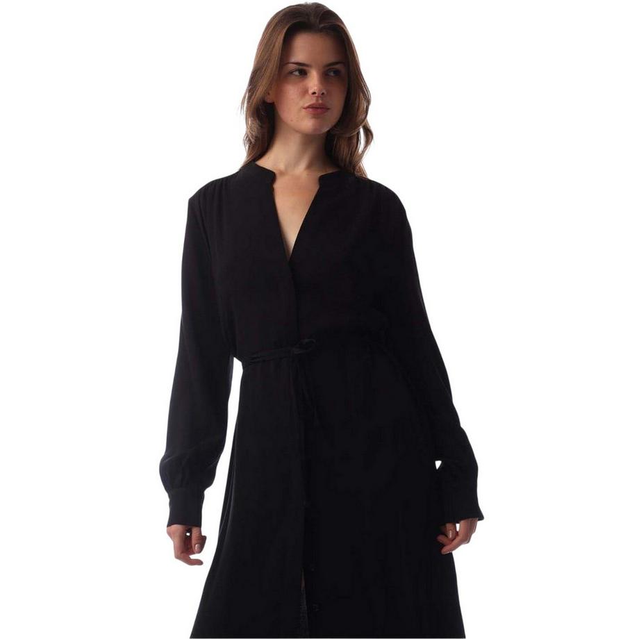 BOSS Midi Hemdkleid mit Kerbenkragen und Langarm  