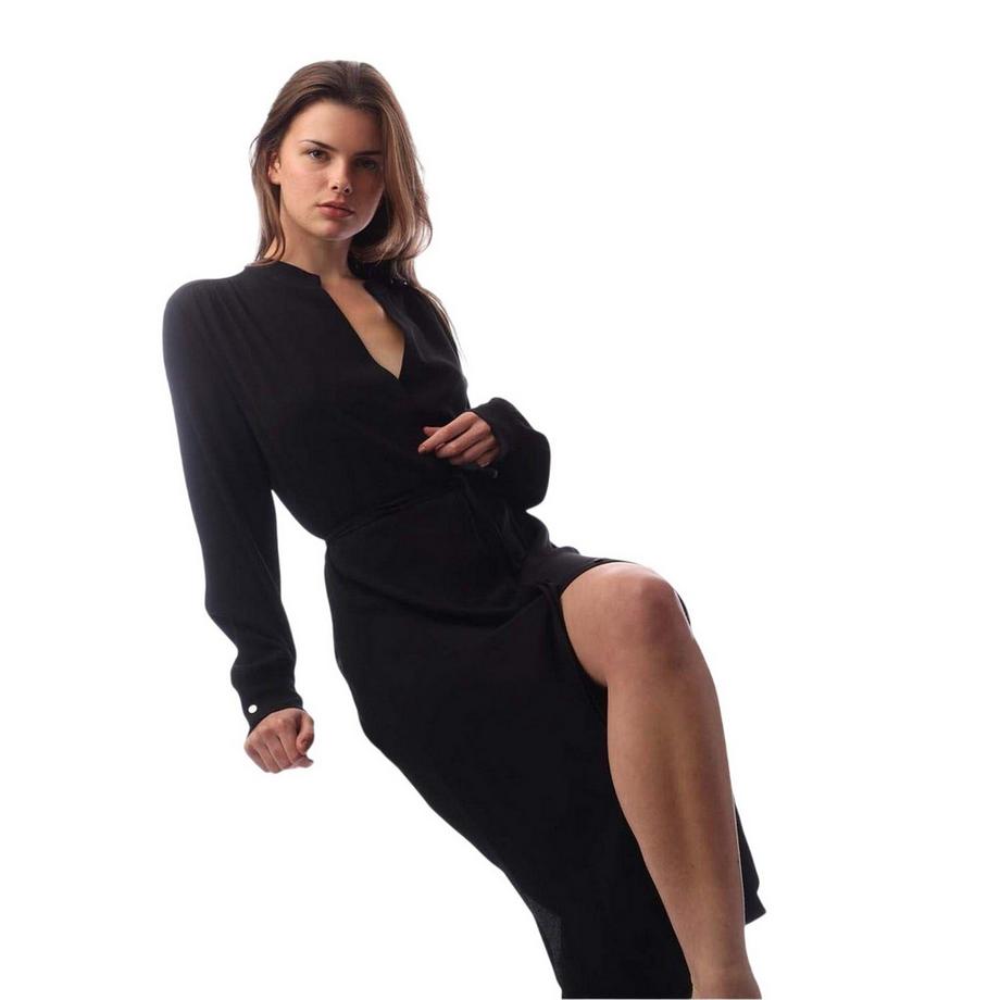 BOSS Midi Hemdkleid mit Kerbenkragen und Langarm  