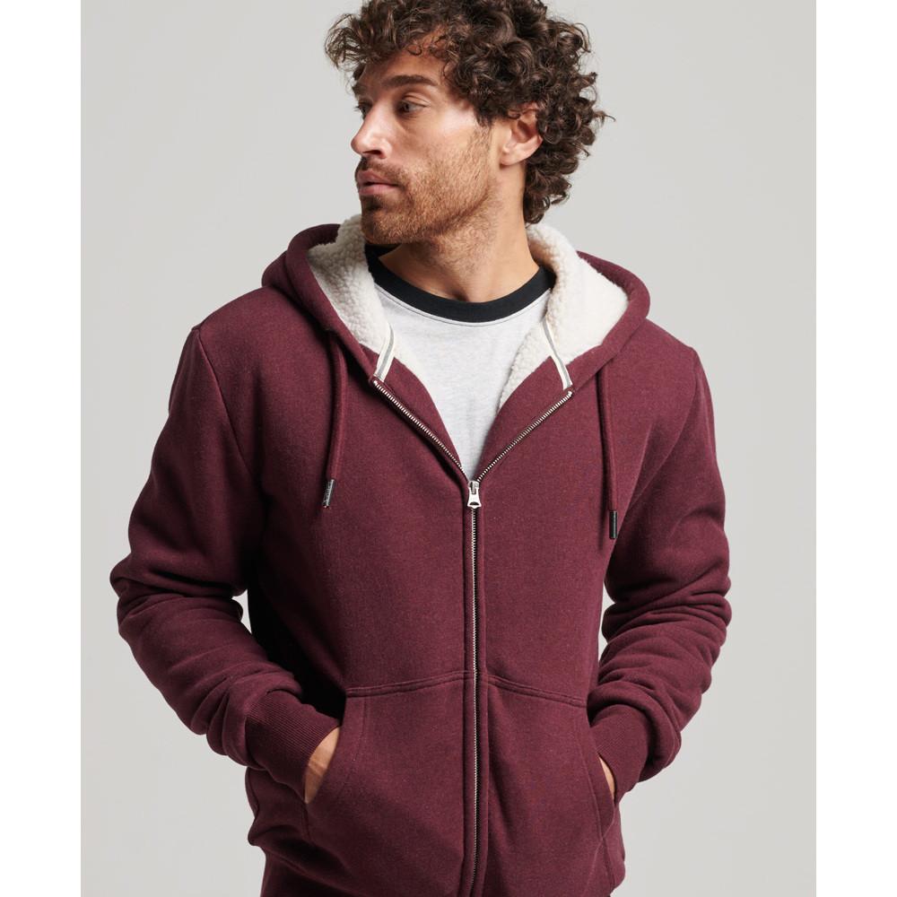 Superdry  sweatshirt à capuche zippé et doublé de peau lainée 