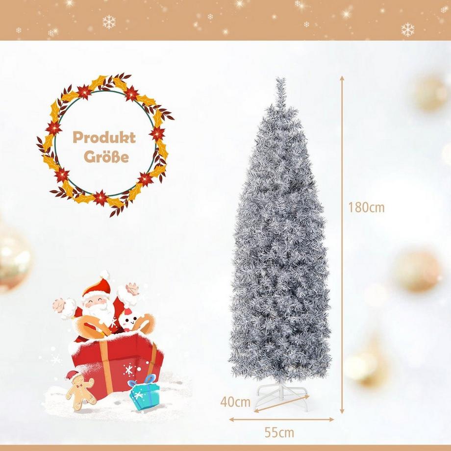 Northix Künstlicher Bleistift Weihnachtsbaum mit 250 Kaltweißen LEDs Schlank  