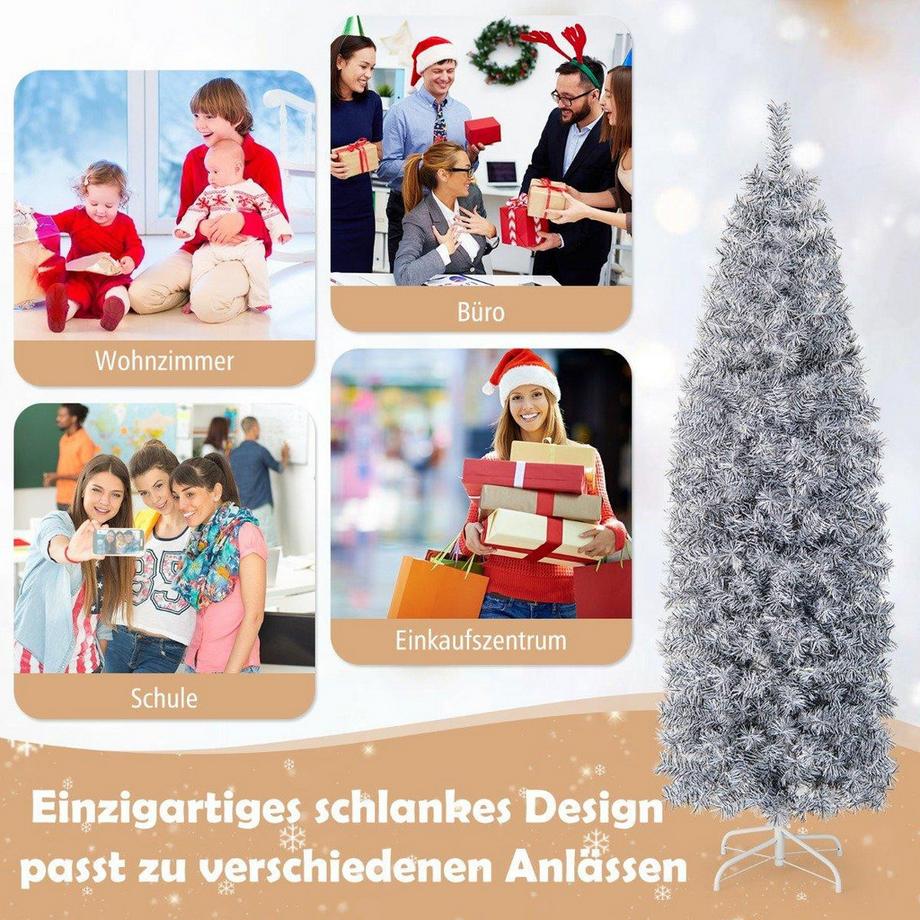 Northix Künstlicher Bleistift Weihnachtsbaum mit 250 Kaltweißen LEDs Schlank  