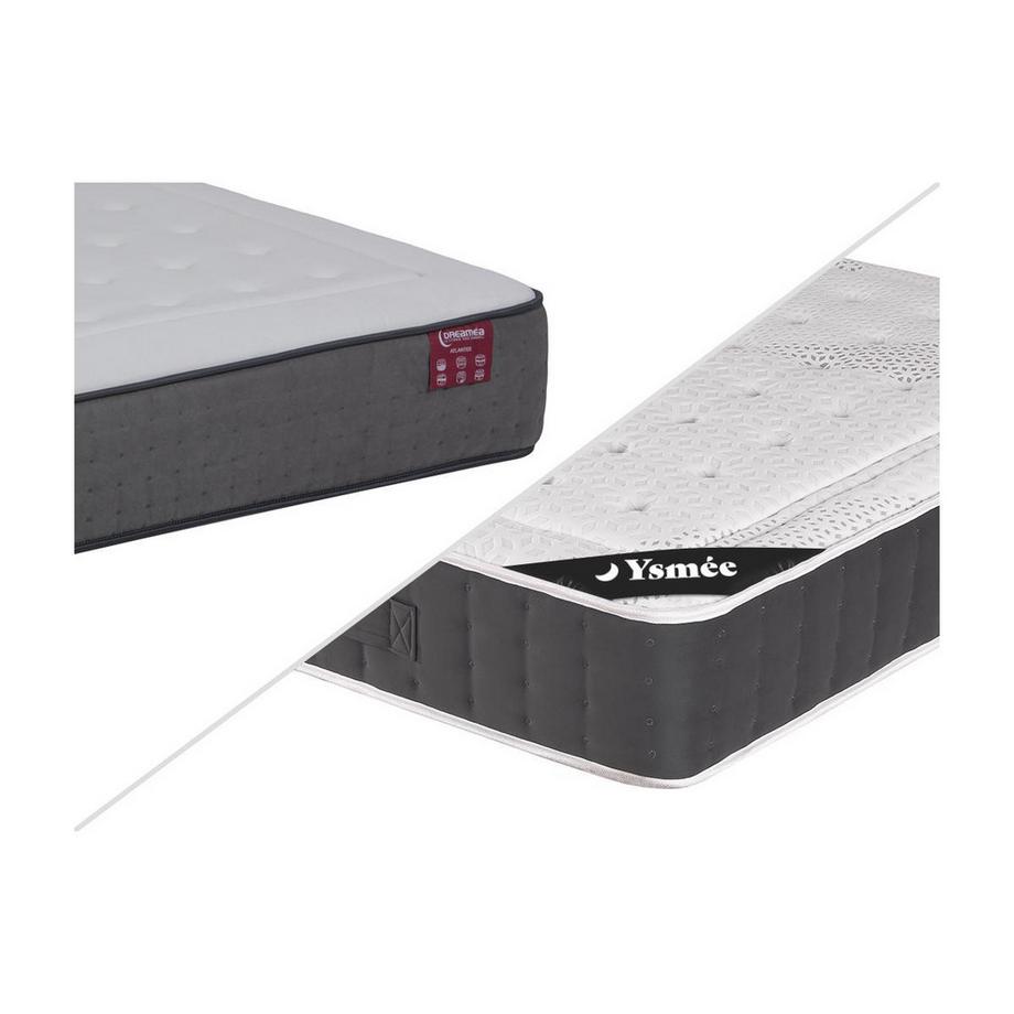 DREAMEA Ensemble 140 x 190 cm sommier coffre naturel clair + matelas ressorts ensachés accueil mémoire de forme ép.27cm - ATLANTIDE de YSMÉE  